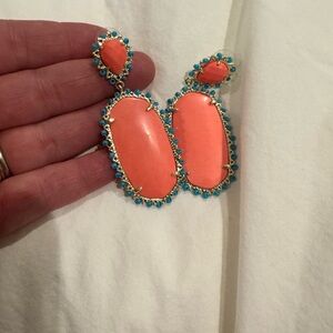 Elegant coral and Blue parson Kendra Scott Statement Earrings